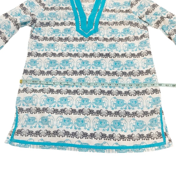 Crown & Ivy Beach Elephant Print Tunic Coverup White Blue & Black Size Small - Picture 7 of 10